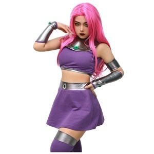 Starfire Teen Titans Cosplay Purple Cosplay Costume Outfit Stockings anime